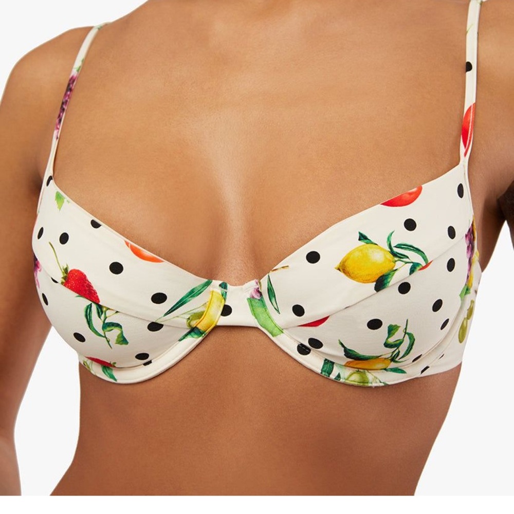 WeWoreWhat Polka Dot Fruit Print Bikini Top